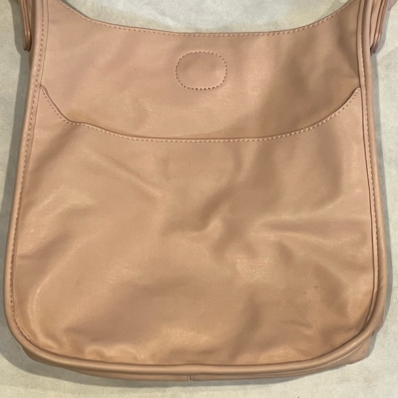 AH•DORNED Classic Vegan Leather Messenger Bag Pale Pink w/Striped Strap - Picture 2 of 10